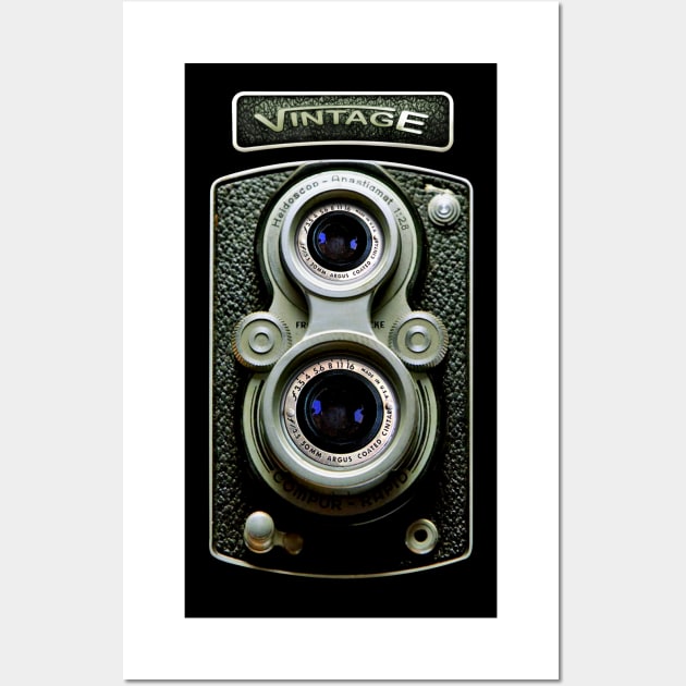 Classic Retro vintage black doff double lens camera Wall Art by Dezigner007